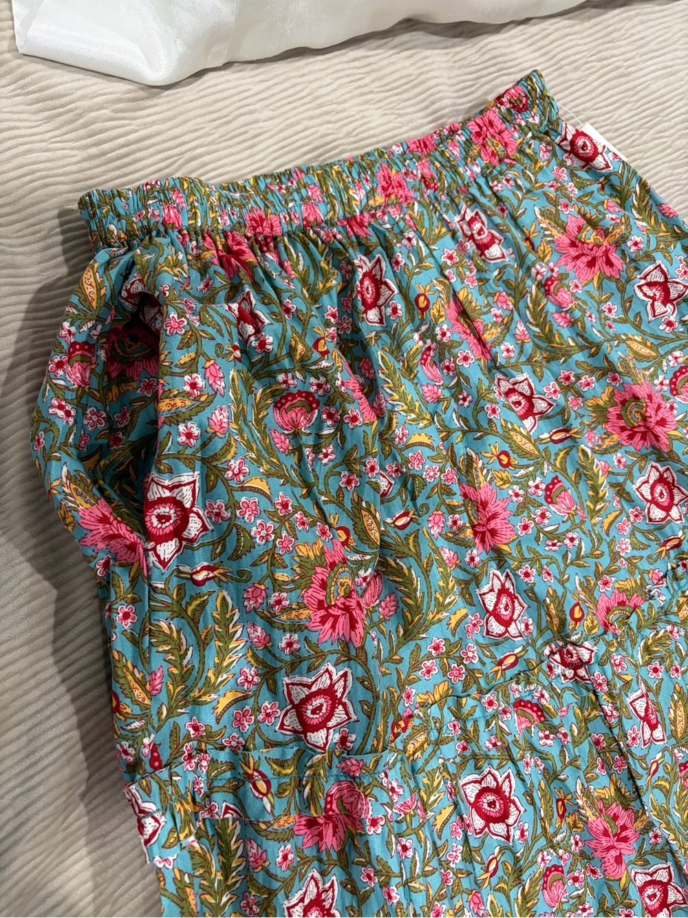 Jennifer & Grace Floral Tiered Maxi Skirt - Pink & Aqua/ size small . - Picture 2 of 9